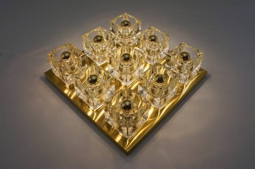 Peill & Putzler wall light, brass & glass, 1970`s ca, German
